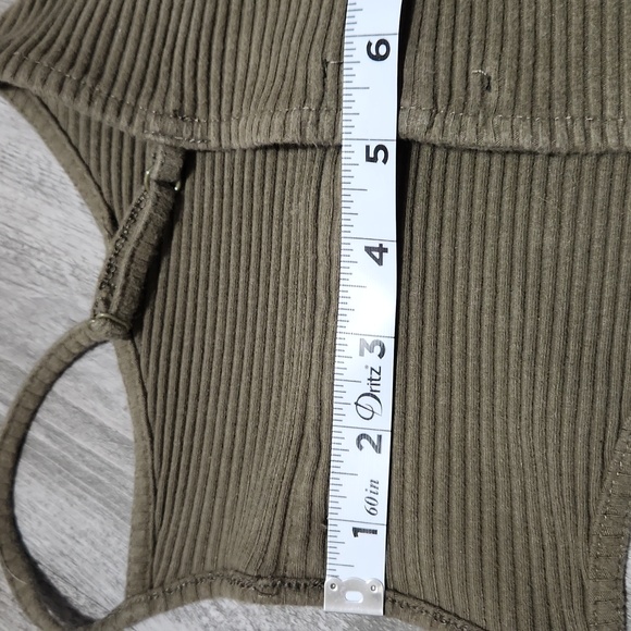 Derek Heart Olive Green Ribbed Tank Top Knit Dress Calico Buttons Womens S - Picture 8 of 12